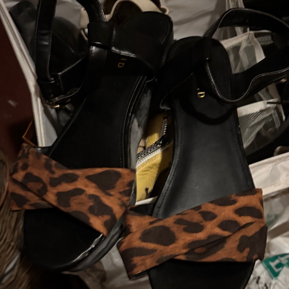 Torrid Black and Brown Leopard Sandals - 3-4” platform heels